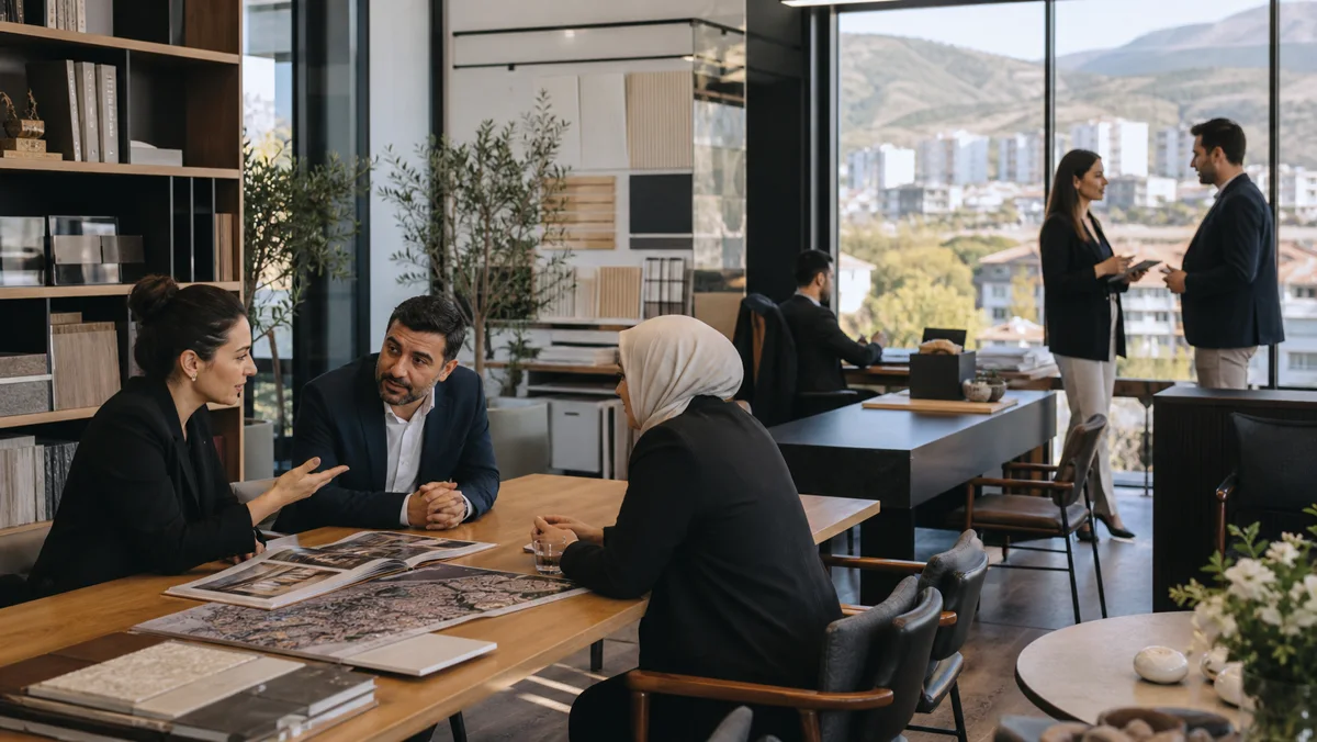 Gayrimenkul danışmanları ile mülk sahiplerinin birlikte çalıştığı Evinon ofis ortamı